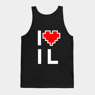 I Love IL - Pixel heart for Illinois gamer Tank Top